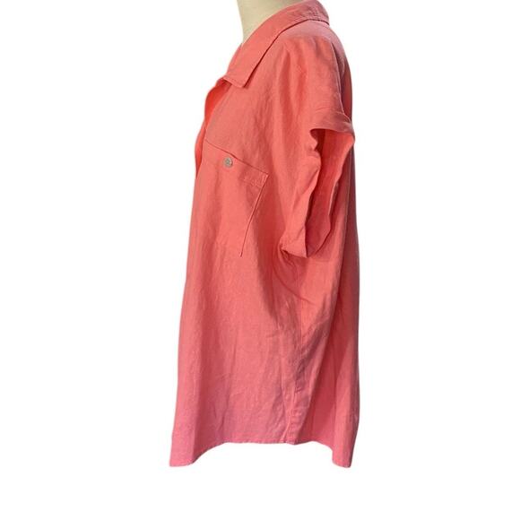 Ingrid+Isabel Maternity Size LARGE Womens Short Sleeve Linen Button Up Shirt - Picture 3 of 9